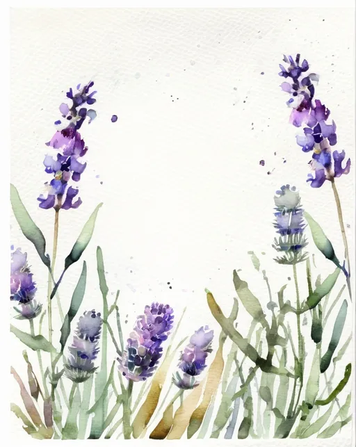 Prompt: watercolor, lavender bottom on white background with white space in the middle