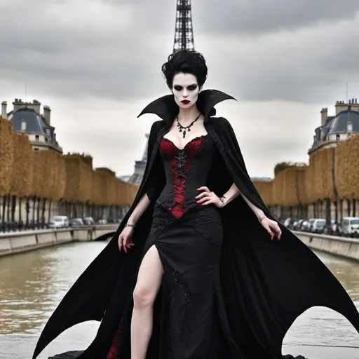 Prompt: Awesome and creative. The Vampire Queen visiting Paris.