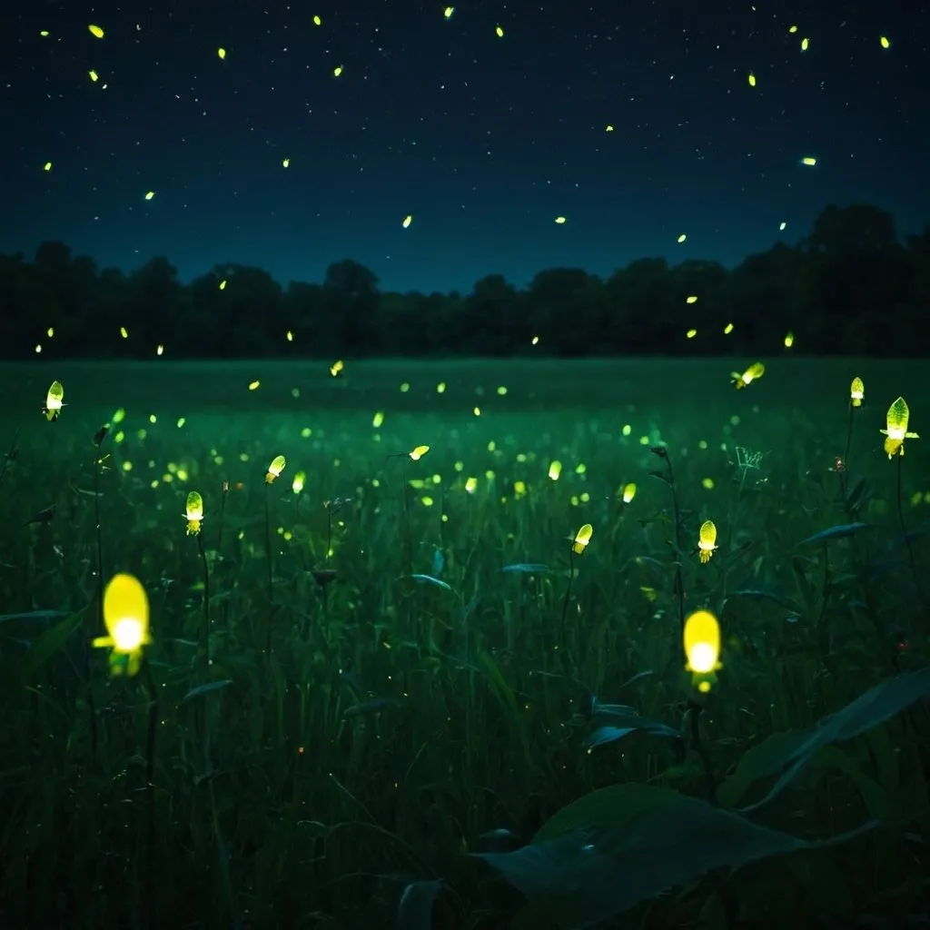 Prompt: fireflies in a field