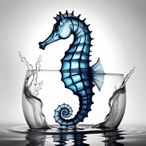 Prompt: Fantasy image of a sea horse drawn in pencil, swimming in jello 