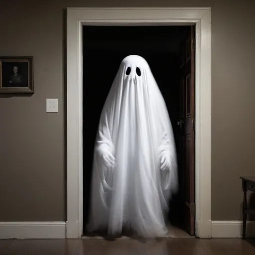 Prompt: A ghost is hovering in a doorway