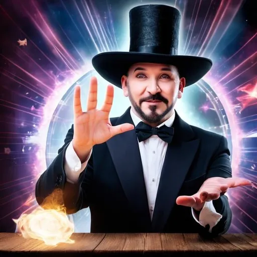 Prompt: magician offering psychic predictions for 2024 