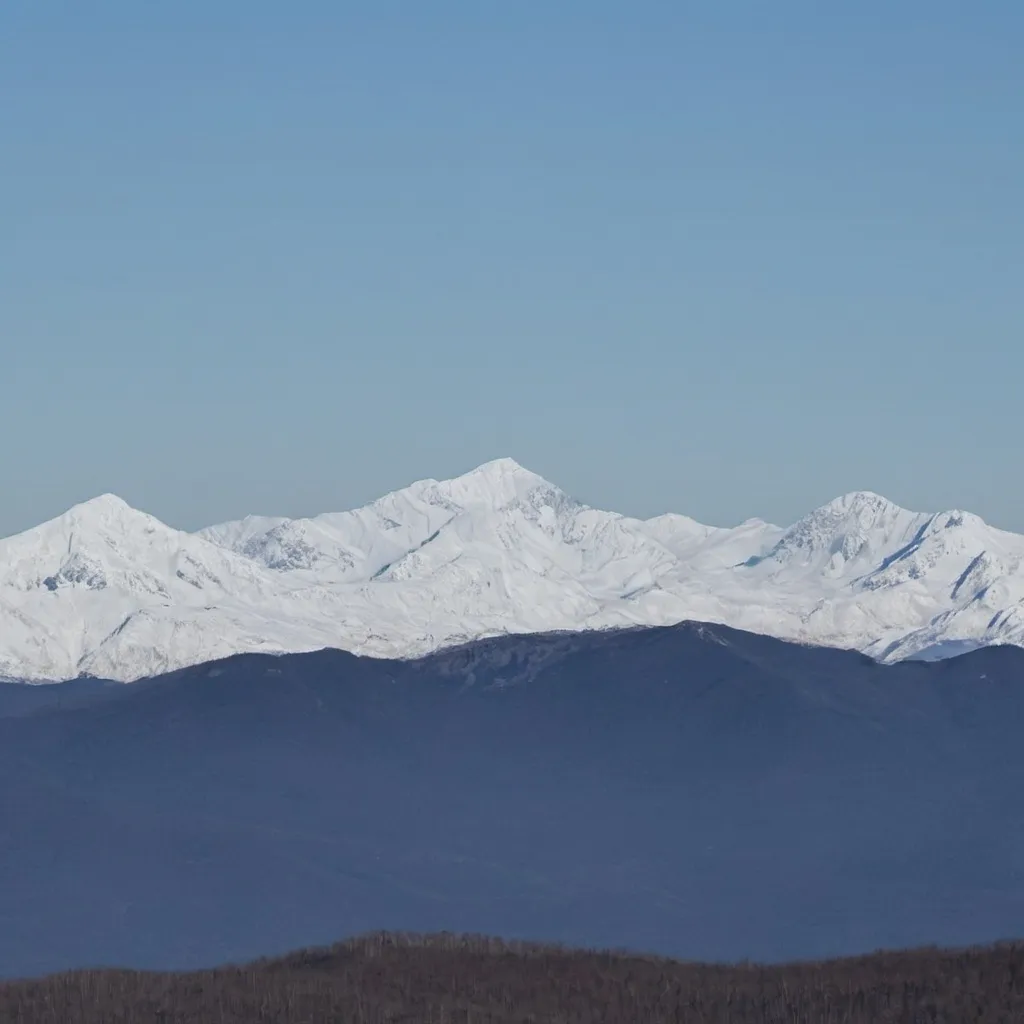 Prompt: four mountain ridges seen from a distance