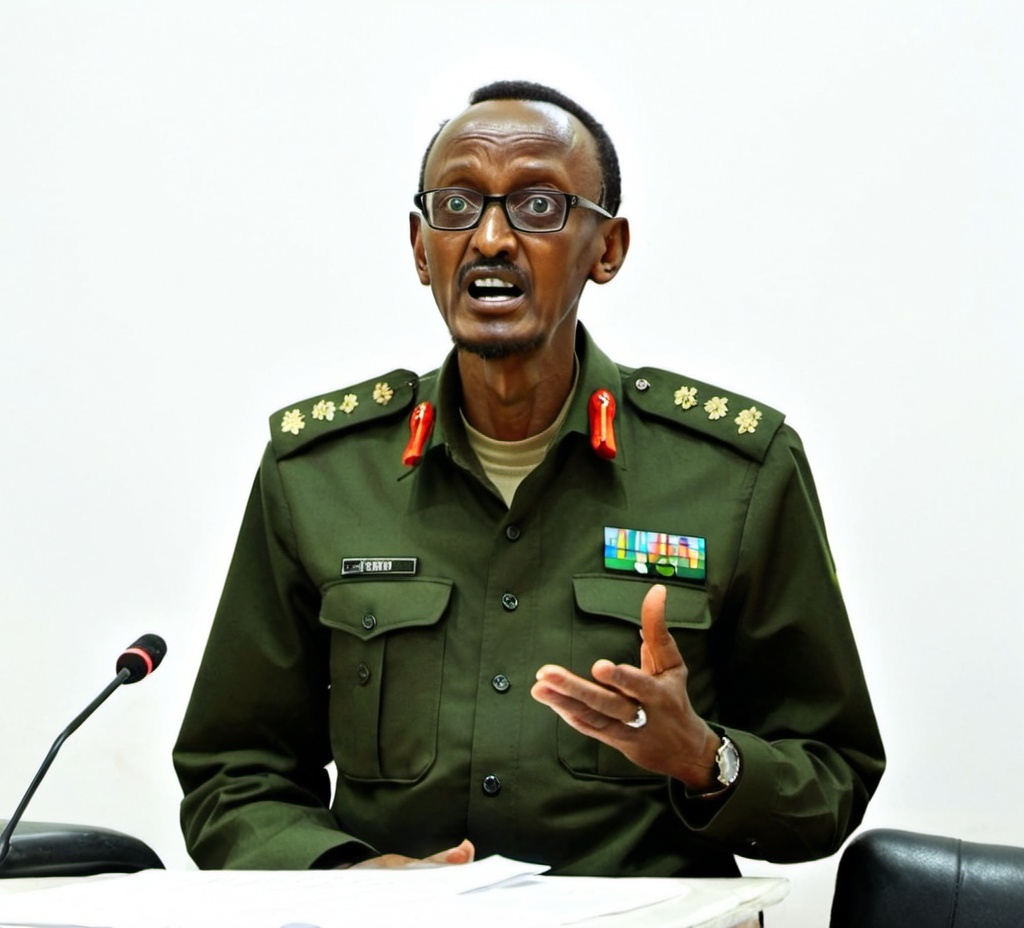 Prompt: Paul KAGAME arrested by his army officers 
