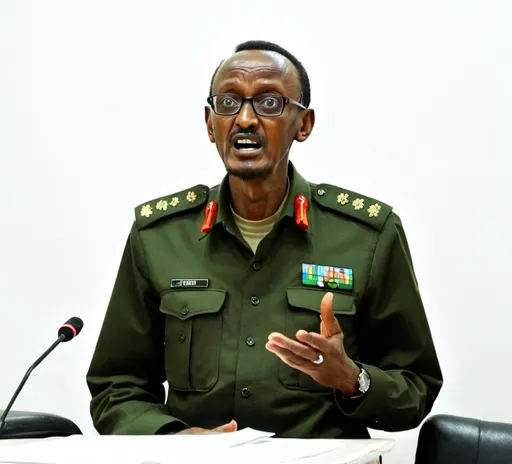 Prompt: Paul KAGAME arrested by his army officers 
