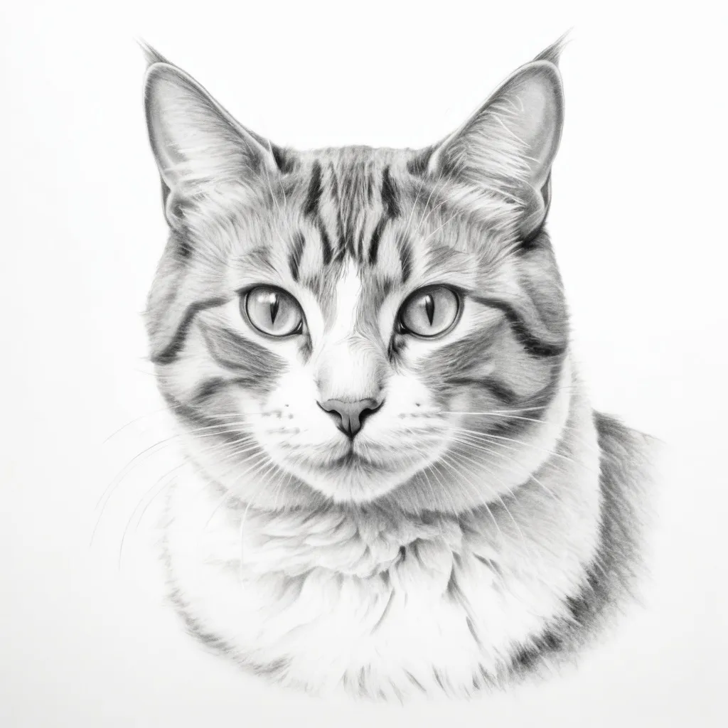 Prompt: pencil sketch of a cat, white background