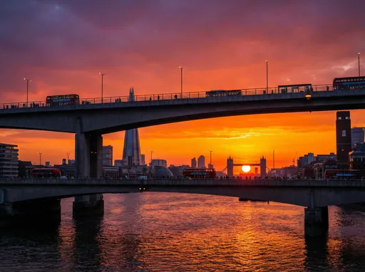 Prompt: london brige sunset
