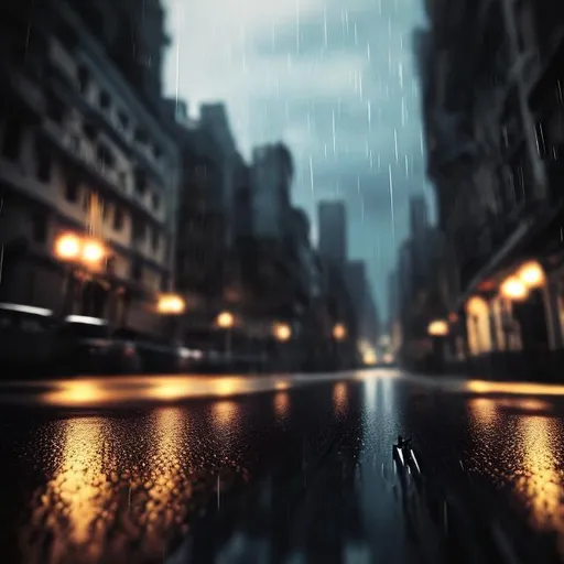 Prompt: realistic rainy day city dark