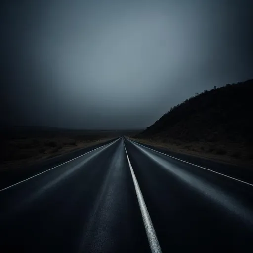 Prompt: empty rain road dark




