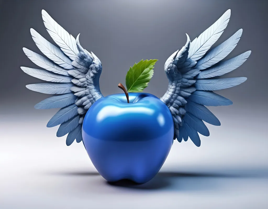 Prompt: blue apple with wings