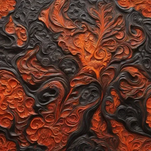 Prompt: Oil painting of mold, realistic texture, orange red and black patterns, high quality, traditional art, red tones, natural lighting, intricate details, textured, traditional, fire tones, detailed patterns, high quality