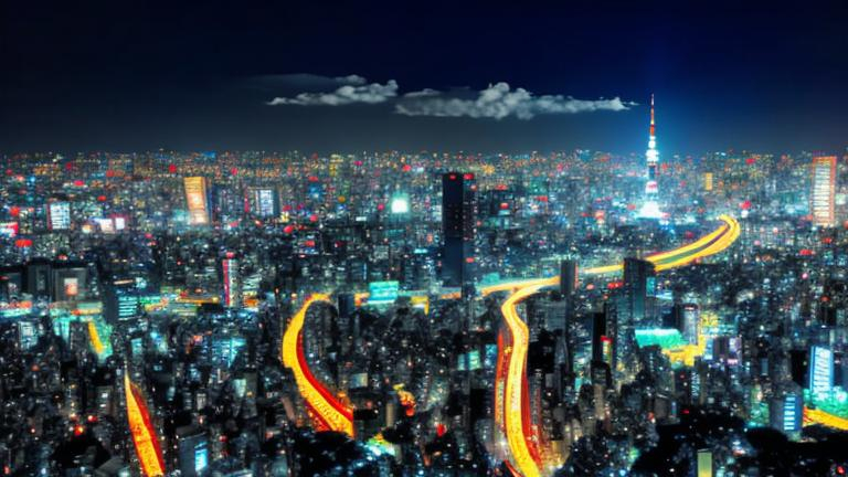 Prompt: Tokyo City Scape Night View Anime Style