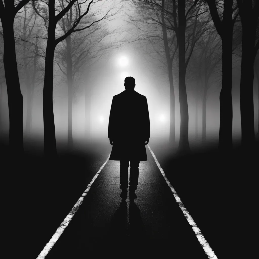 Prompt: I am a man who walks alone
And when I'm walking a dark road
At night or strolling through the park
When the light begins to change
I sometimes feel a little strange
A little anxious when it's dark
Fear of the dark
Fear of the dark