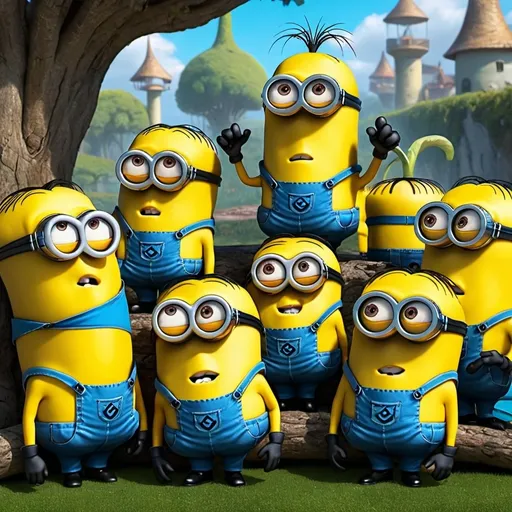 Prompt: Illumination animation minions in bananaland really funny Lool parody of alice in wonderland ages ten and up 
