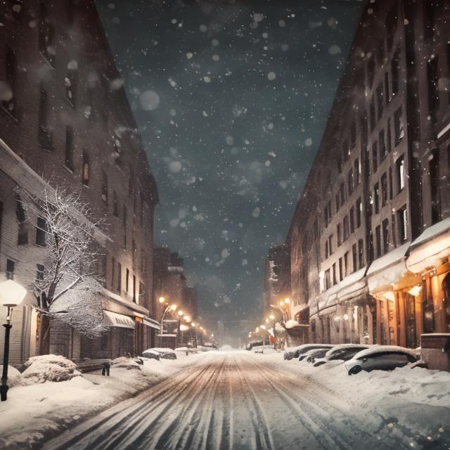 Brooklyn streets in snow, urban winter scene, snow-c...