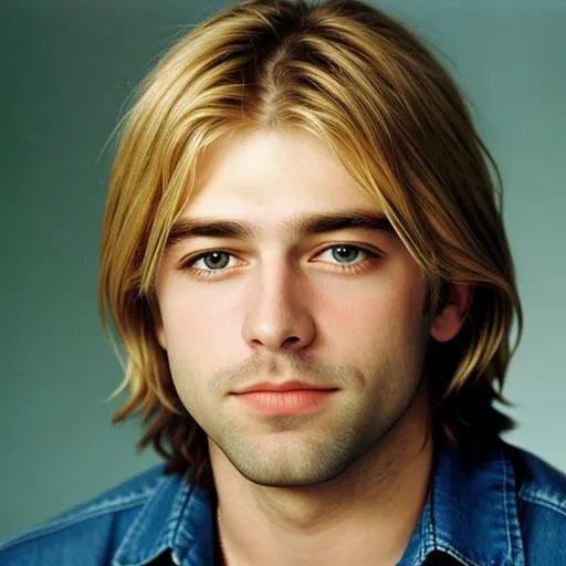 Prompt: Head and shoulders portrait of handsome Kurt Cobain