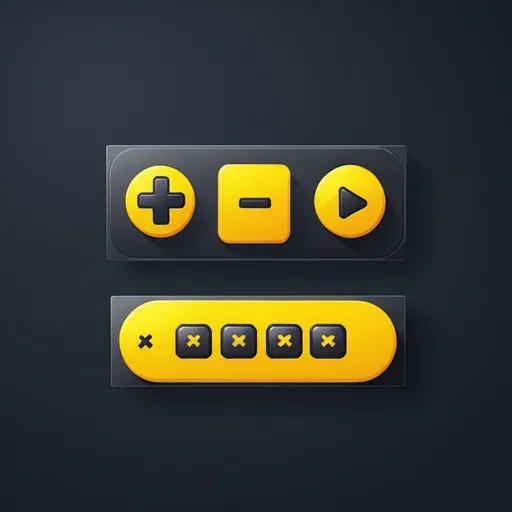 Prompt: a game ui button, yellow, rectangle