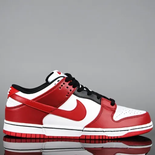 Prompt: Nike dunk SB black red and white