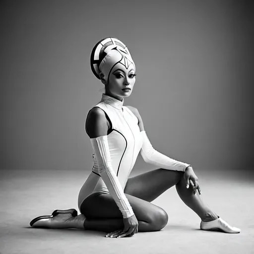 Prompt: {(black and white (infrared photography)) (full body portrait)} {(star wars (twilek (woman)))}
{(leotard)(ballet slippers)}