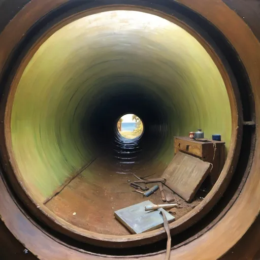 Prompt: {oil painting} Inside an O'Neill cylinder