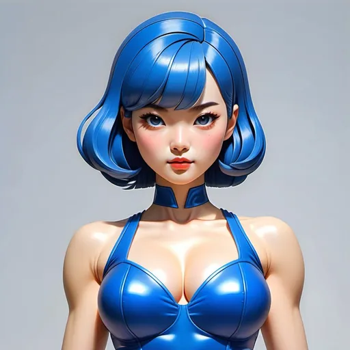 Prompt: {vintage pulp comic art}{{(short (cobalt blue hair:0.99)) (page boy cut (with bangs))} (muscular (hourglass figure)) (bluish gray eyes:0.9)(thin (arched (eyebrows)))}. {one woman} {pretty}{thirty years old} {muscular} {(Zhao Lusi) (Kikuchi Rinko) (Nguyen Tran Huyen My) (Seo Ji-Hye)}{athletic hourglass figure}{(sleek)(high tech)(power armor)(barefoot)}