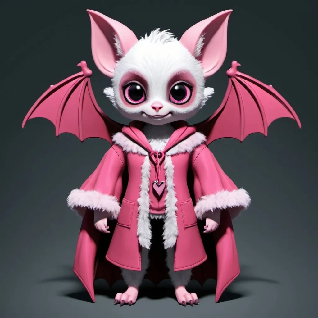 Prompt: {cute}{female anthropomorphic bat}{pink fur}