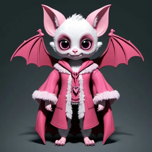 Prompt: {cute}{female anthropomorphic bat}{pink fur}