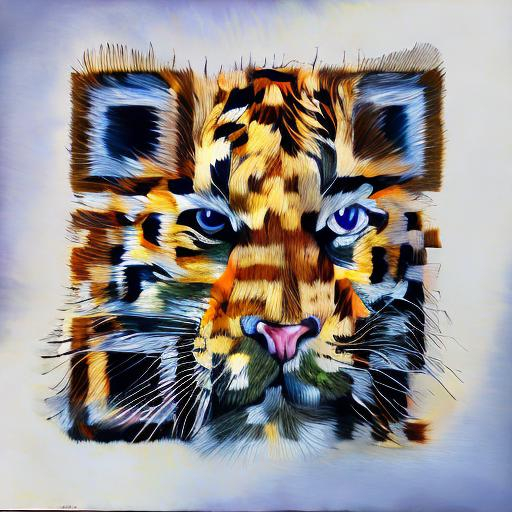 Prompt: Erin hunter, warrior tiger, realistic tiger, detailed fur, realistic realistic fur, eye, oil painting, anime, fullbody, forest background, shadows, jaguar fur, spotted tiger, calico, tortoiseshell, abyssian, tiger fur, serval fur, big domesticated tiger, pale fur, blonde fur, cream fur,