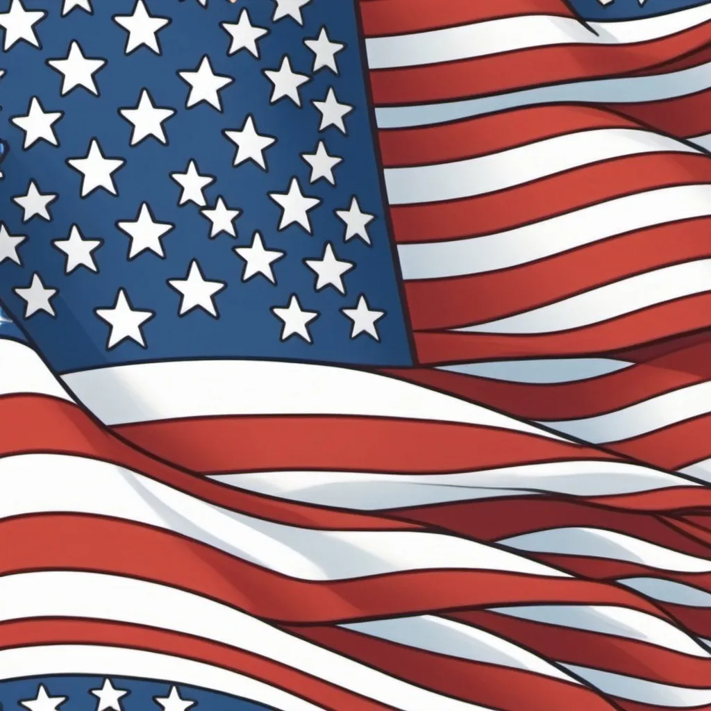 Prompt: cartoony american flag close up