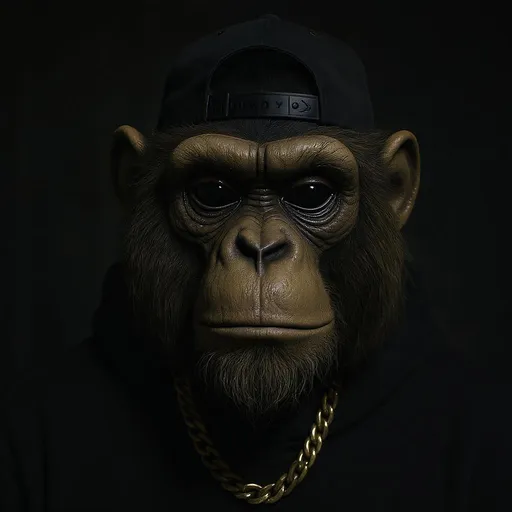 Prompt: Masque pour clip de rap. Nom de scene mooky.  Donc style jungle ou singe mais un style bien sombre et pas ringard 