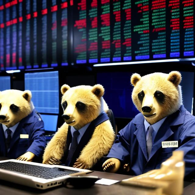 Prompt: 
3 financial bears
stock market
