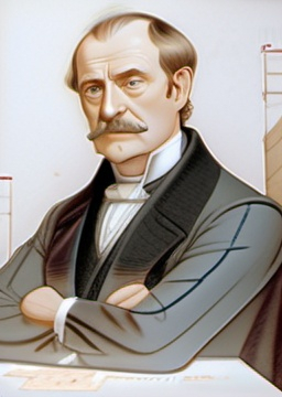 Prompt: german architect, 19 century architect, specialist, tired face, stout man, old hair cut, retro, Brown hair, aristocratic, knowledge, smart, background with blueprints, blueprints, 50 years old, draftsman, realistic, intricate details, detailed facial features, professional lighting, sepia tones, old ruler