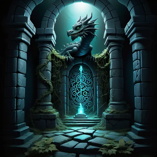 Prompt: Thumbnail Concept for "Shadow Labyrinth":

Background: A dark, mysterious medieval labyrinth made of ancient stone walls, overgrown with vines and glowing faintly with an eerie blue or green light. The labyrinth should feel ominous and maze-like, with shadows creeping in from the edges.

Foreground: A menacing dragon perched on a broken stone pillar or flying above the labyrinth, its scales shimmering with dark, metallic hues (black, deep red, or purple). The dragon’s eyes should glow ominously, adding to the mystical and dangerous atmosphere.

Lighting: The scene is lit by a faint moonlight breaking through stormy clouds, casting long shadows across the labyrinth. Some areas of the labyrinth could have glowing runes or torches to add depth and intrigue.

Text: Add a title "Shadow Labyrinth" should be prominently displayed in a medieval-style font, possibly with a glowing or shadowed effect to match the theme. The text could be placed at the bottom or top of the image, depending on the composition.

Additional Details: Include subtle hints of medieval fantasy elements, such as a knight’s shield or sword lying abandoned in the labyrinth, or a glowing portal in the distance, suggesting hidden secrets and adventures.