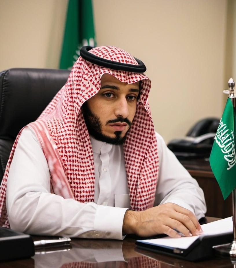 Prompt: saudi man in office