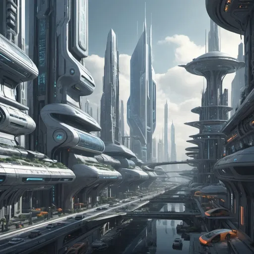 Prompt: a futuristic city, with many details