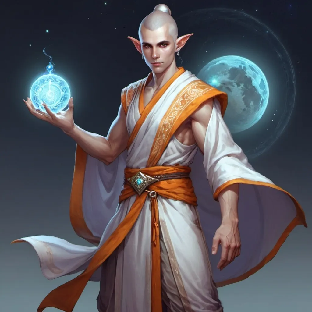 Prompt: Male Astral elf monk