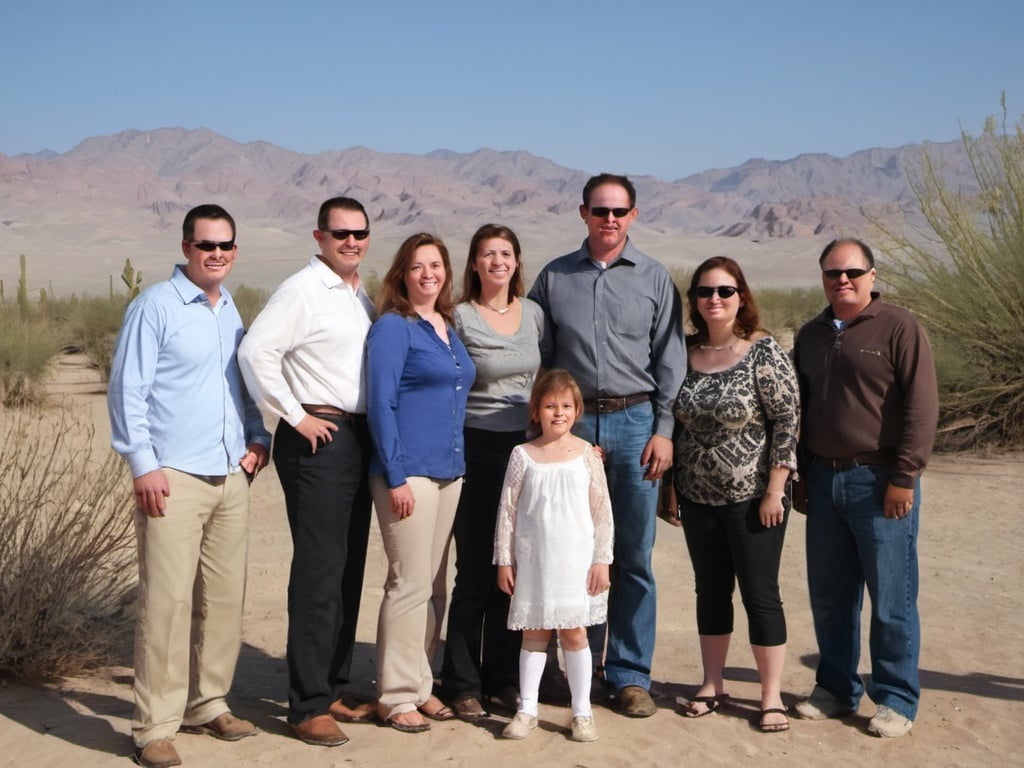 Prompt: Put my family picture in the desert