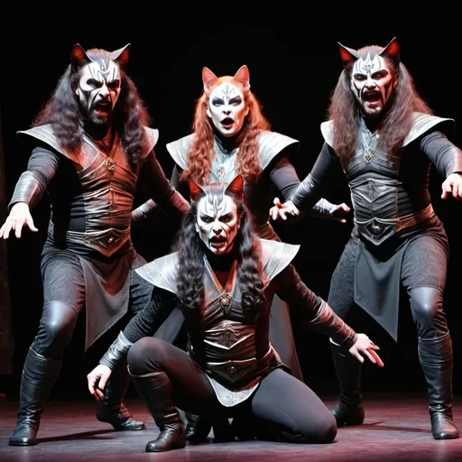 Prompt: An all-Klingon production of Cats, live performance photo