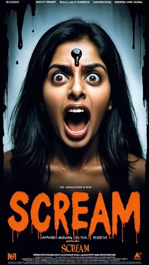 Prompt: 1990s-style Bollywood movie poster for an Indian remake of Scream 