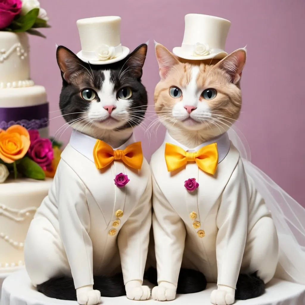 Prompt: Gay cat wedding.