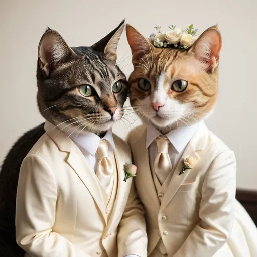 Prompt: Gay cat wedding.