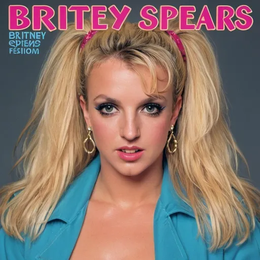 Prompt: An 80s style album cover for a Britney Spears album with Britney wearing 80s permed hair, makeup and fashion. Her name should be in the top left corner 