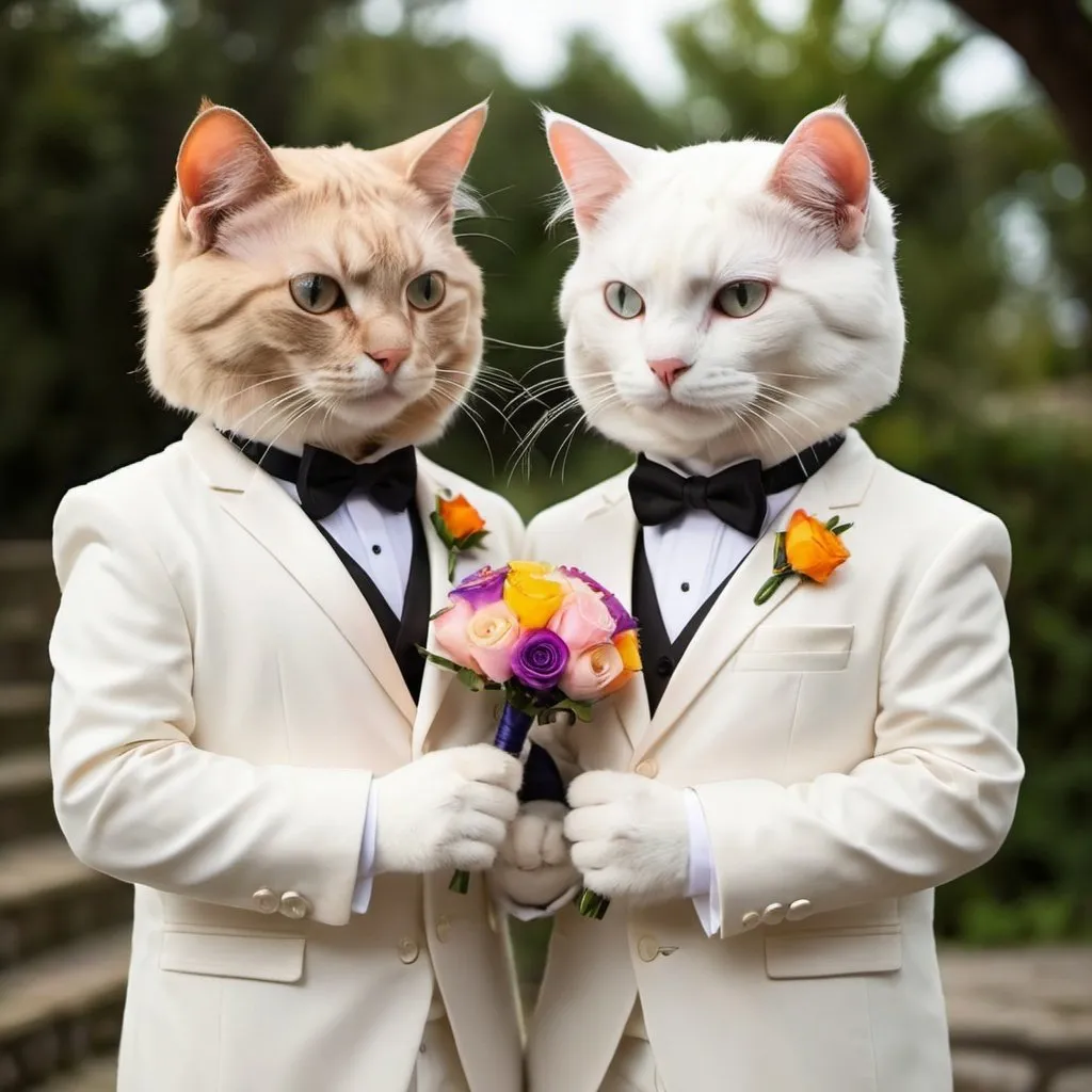 Prompt: Gay cat wedding.