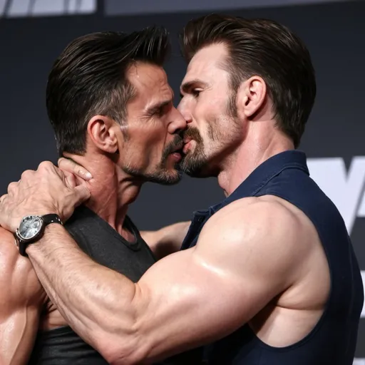 Prompt: Frank Grillo making out with Chris Evans photo 