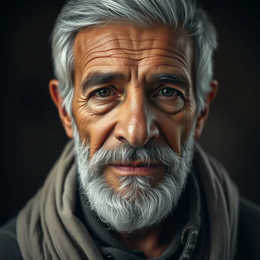 Prompt: High quality image 8k of An iraqi elderly man detailed face with grey hair