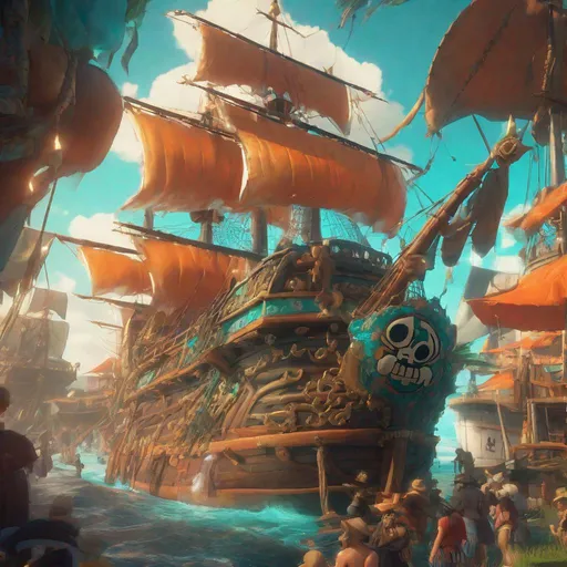 Prompt: One piece style Jolly roger 8k resolution concept art by Greg Rutkowski dynamic lighting hyperdetailed intricately detailed Splash art trending on Artstation triadic colors Unreal Engine 5 volumetric lighting Alphonse Mucha WLOP Jordan Grimmer orange and teal