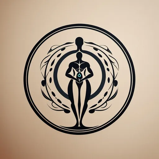 Prompt: I want to create a company logo. Tha shape will be a circle that represents the human potential. The company is dedicated to restore health individuals in a natural way, using the ancestral knowledge with the modern technology. The style will be natural and ancestral human art