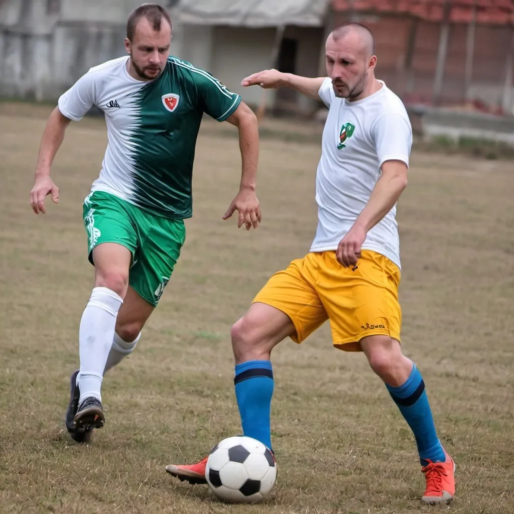 Prompt: Bober a tlustá kapibara vs krysa a podkan hrají fotbal