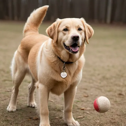 Prompt: The dog stands proudly, its coat a rich, golden brown, with patches of white on its chest and paws. Its fur is soft and fluffy, suggesting a mix of a Labrador Retriever and a Golden Retriever. Its ears perk up, listening intently, while its dark, almond-shaped eyes exude warmth and intelligence. A long, wagging tail sweeps back and forth in excitement as it eagerly awaits a game of fetch or a walk in the park.