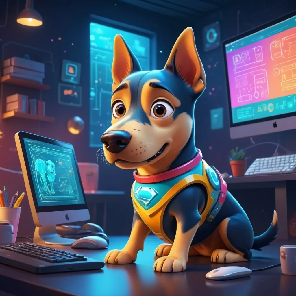 Prompt: A super dog who can code like a pro